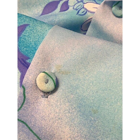 Vintage 70s HAWAII NEI Men's Size Med Hawaiian Shirt Blue White Purple Floral - Picture 7 of 7